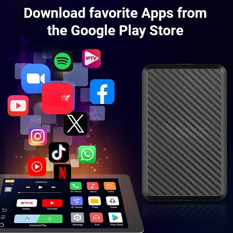 A5 Type-C/USB 4+64GB Android 14 Carplay Box Wired To Wireless Bluetooth Connection Android Auto Car Navigation Video Playback
