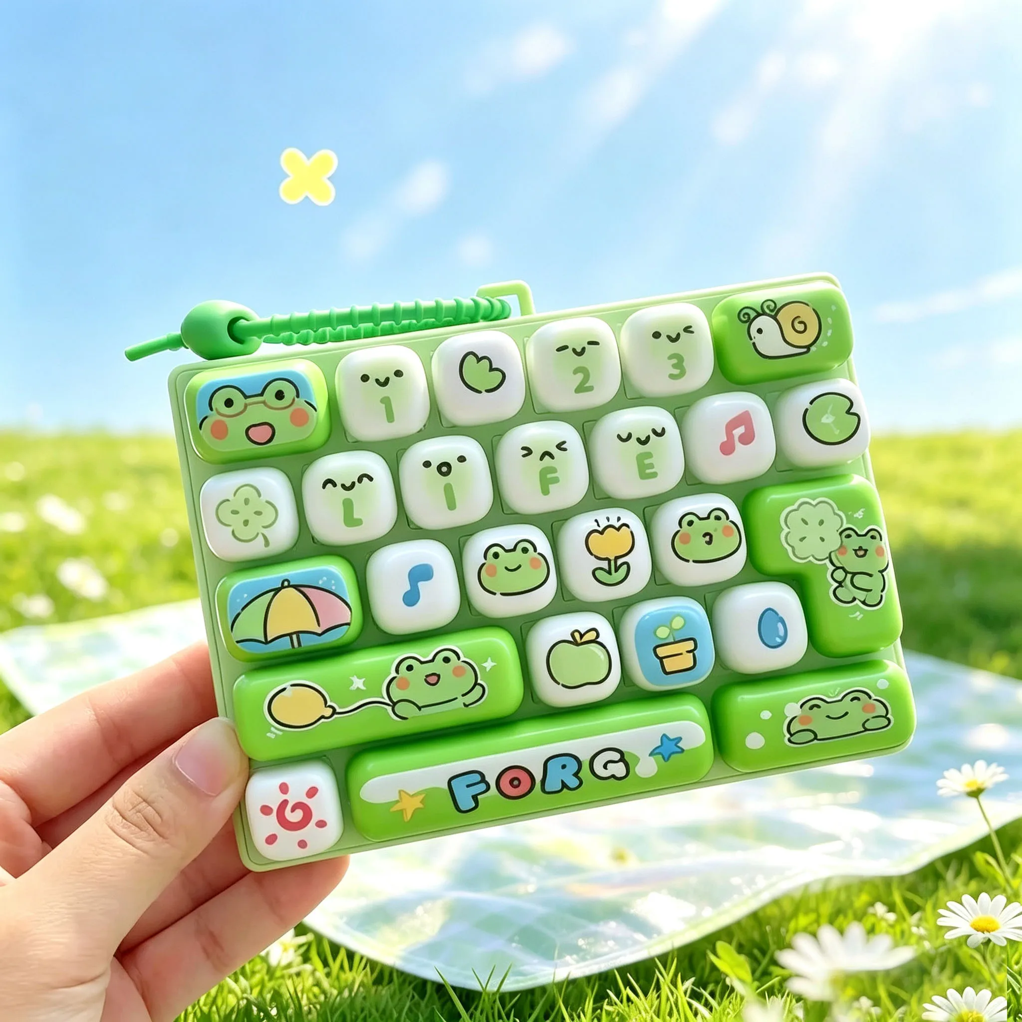 Funny 26 Grid Keyboard Keycap Clicker Keychain Fidget Push Squeeze Stress Anxiety Relief Decompression Sensory Bag Charm Gift