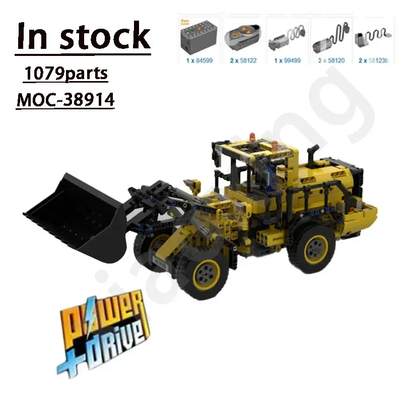 MOC-38914 Urban Eco Building Excavator Building Block Model Yellow Wheel Loader Excavator1079 Parts Adult Kids Birthday Toy Gift