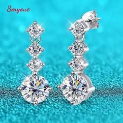 Smyoue 2.6CTTW D Color Certified Moissanite Drop Earrings for Women Four Claws Classic Wedding Jewelry 100% 925 Sterling Silver