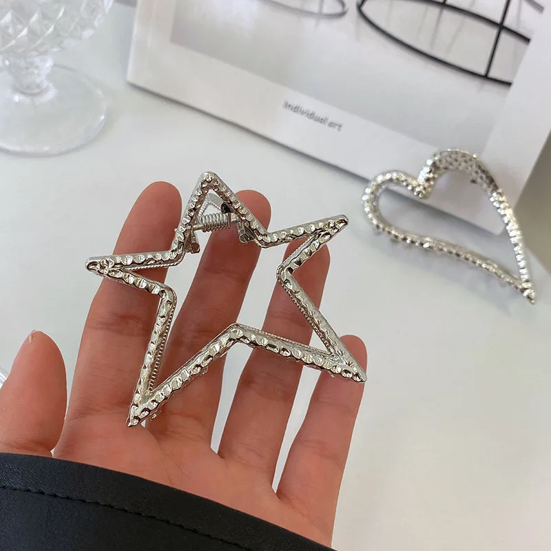 Metal Harajuku Hollow Star Pentagram Star Hair Claws Sweet Cool Charm Trend Hair Clip for Women Aesthetics Y2k Hair Accessories