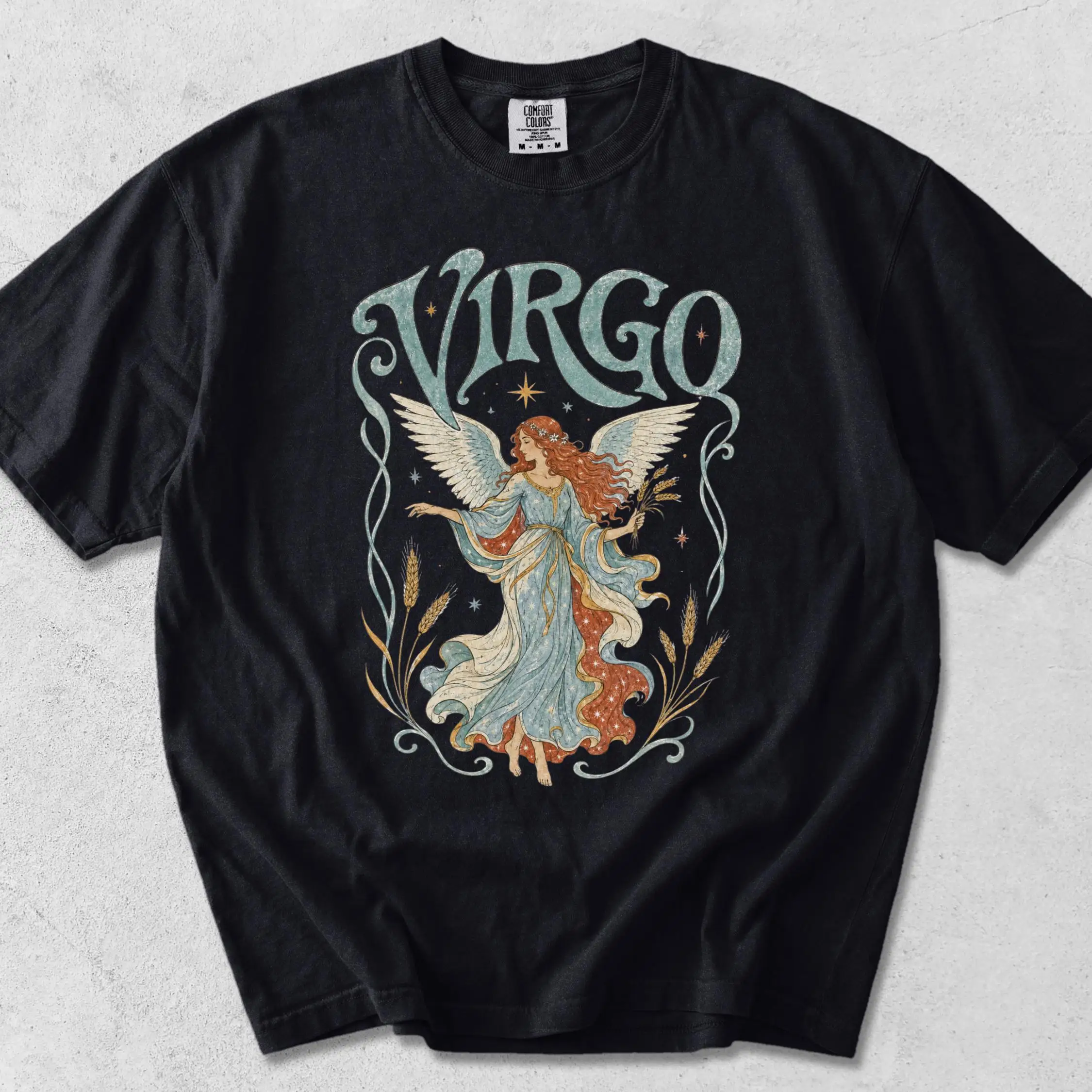 Virgo Zodiac Shirt, Celestial Angel Tee, Vintage Astrology T Shirt, Boho Birthday Gift for Virgo  T-shirt