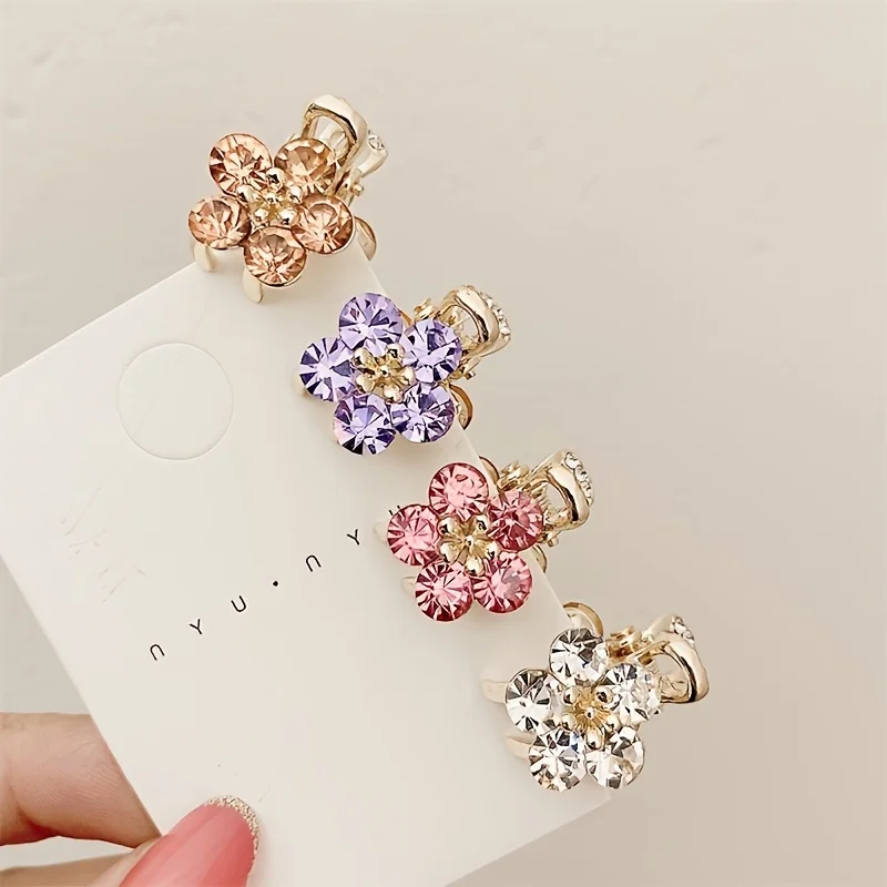 Mini Rhinestones Flower Hair Claw Clips  Non Slip Grip for Thick Hair Strong Hold Hair Jaw Clip Hair Accessories