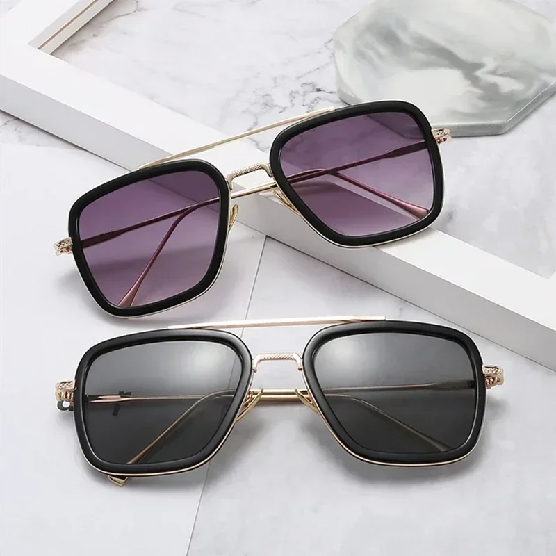 Brand Designer Iron Man Tony Stark Fishing Sunglasses For Men Square Outdoor Sport Driving Sun Glasses Men Spider Eyewear view 2