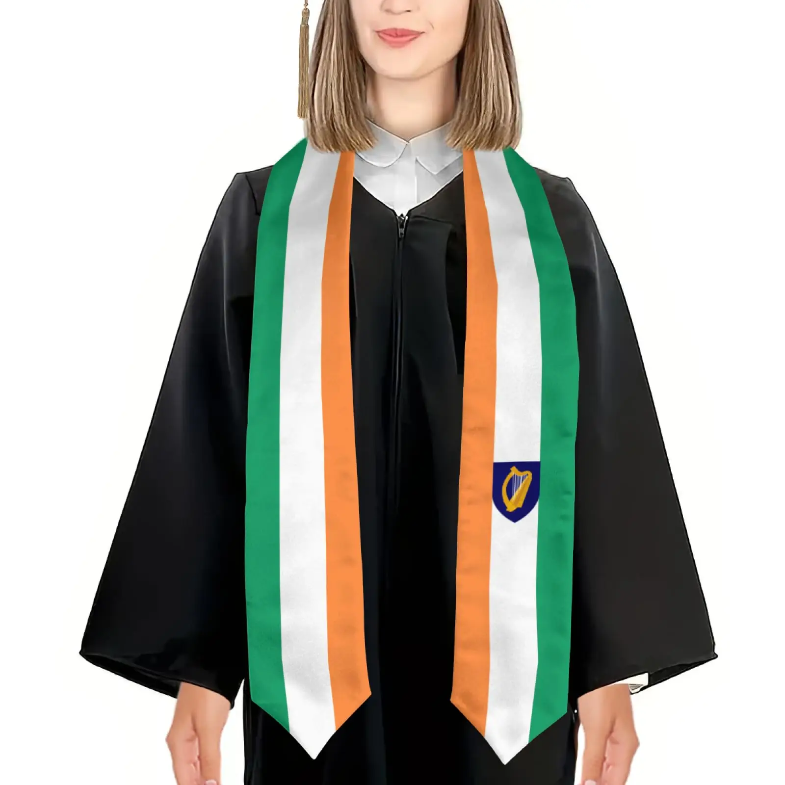 

2025 Ireland Emblem Graduation Stole Shawl Sash Honor For Study Aboard International Students