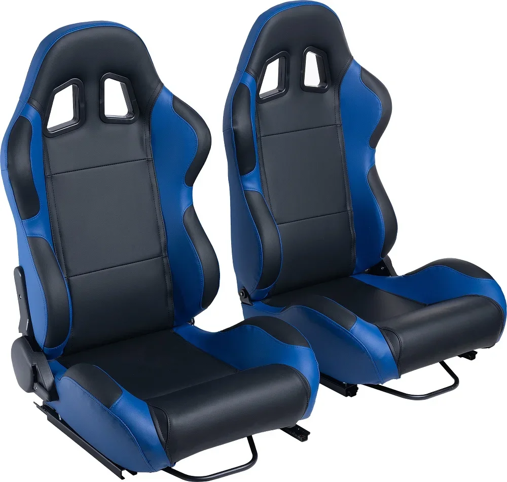 

JBR1039R Universal Auto Parts Black and Blue PVC Racing Sports Car Seat With Double Rails Modified Car Seats