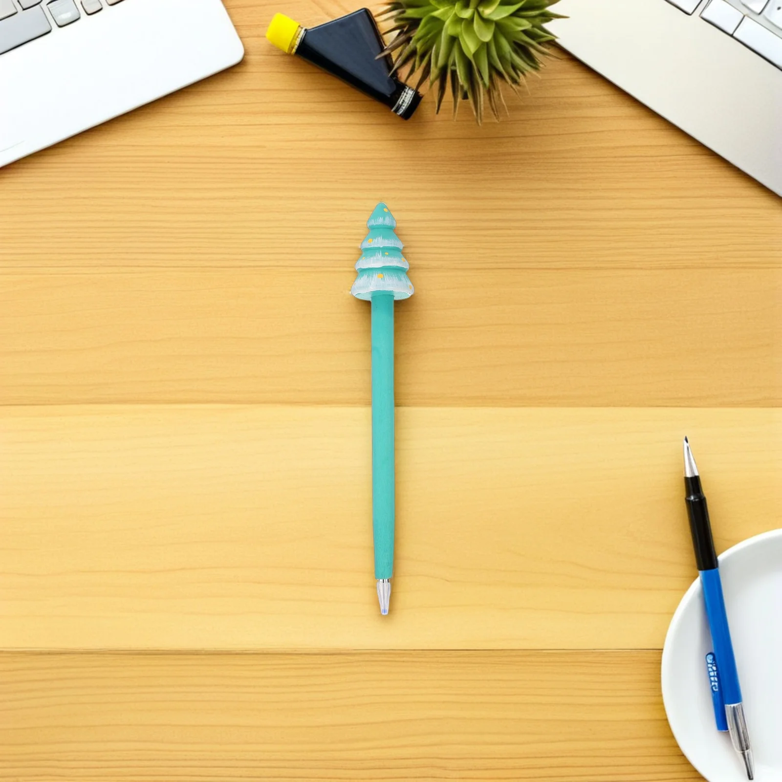 

3 шт., гелевая ручка для рождественской елки, уникальный деревянный дизайн, гладкая ручка для письма, праздника, офиса, школы, журнала, декоративная ручка