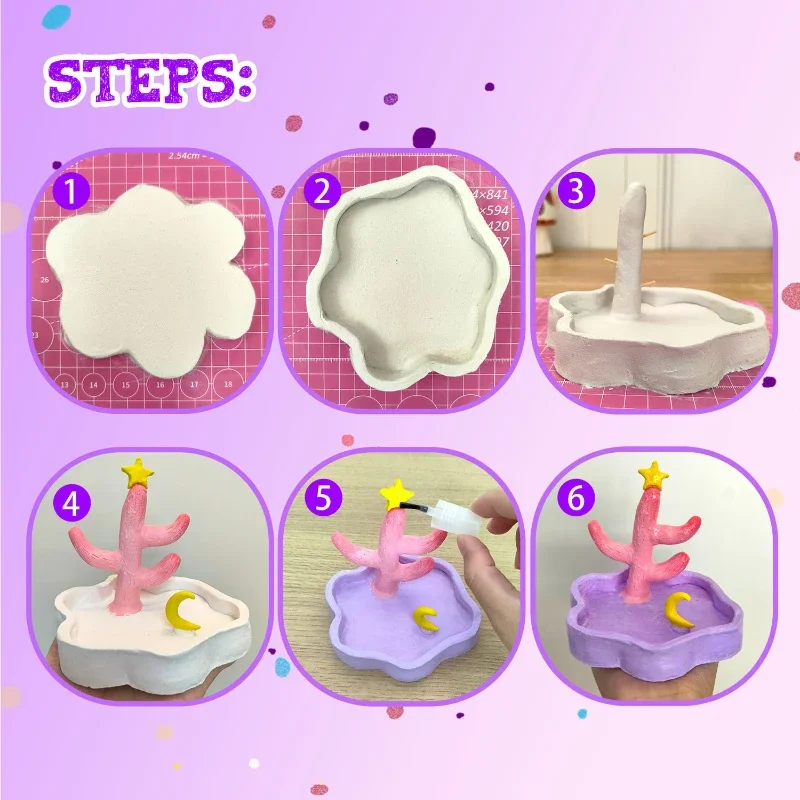 Stein Kunststoff Ton lufttrocknende Keramik Ton Schmuck Tablett DIY Werkzeug Zubehör Set Kinder Material Paket Handwerk