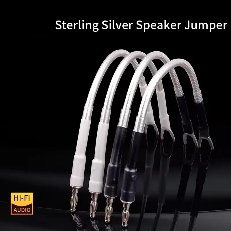 4pc Speaker Cable Banana Plug To Y Spade Speaker Bridge/Jumper 7N OFC Sterling Silver Jumper Bridge Cable Audio Connection Cable