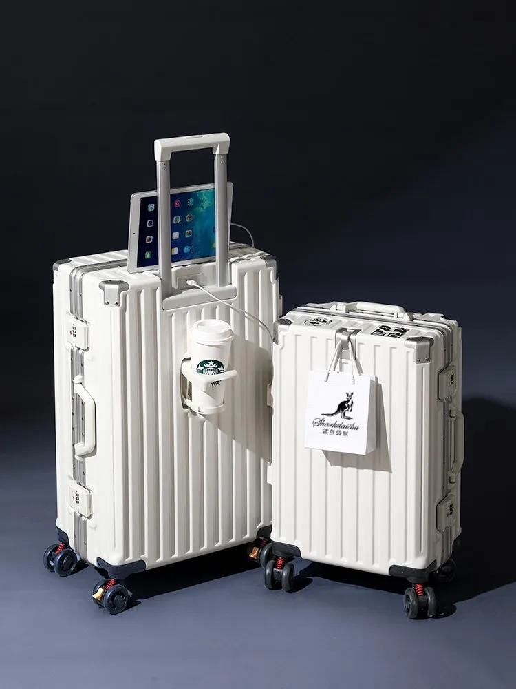 multifunctional-aluminum-frame-luggage-bag-24-inch-carry-on-suitcase-for-travel-fashionable-trendy-lock-closure-universal-wheel