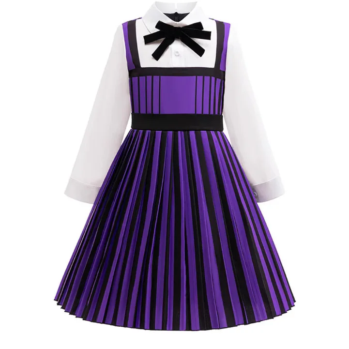 Disfraz de Cosplay de Wednesday2 Enid Sinclair, uniforme de la Academia de hombre lobo Nevermore, rayas moradas, traje de Halloween para niños, chica de fiesta