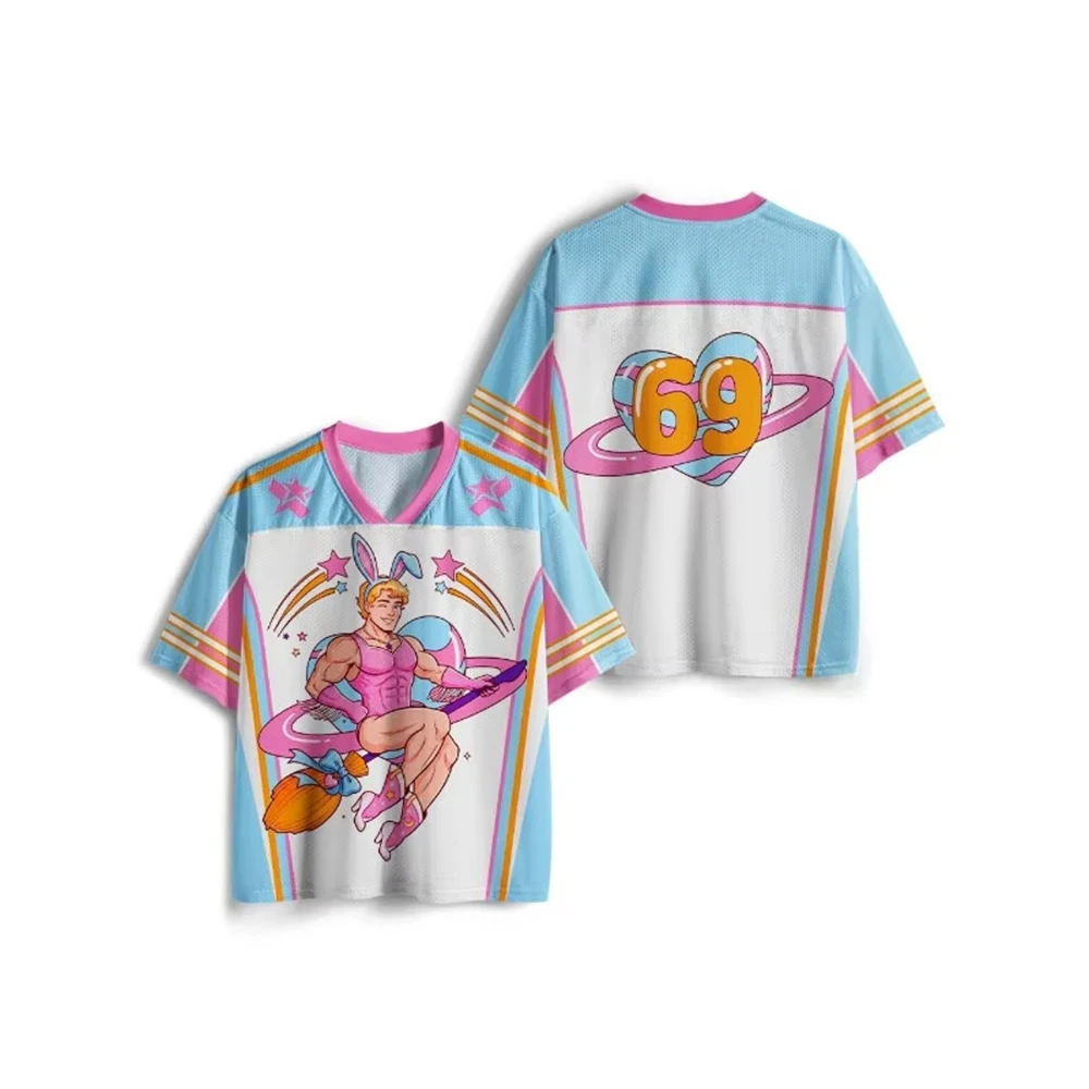 2026 Hot Sales Muscular Handsome Man Design Pattern Printed Summer Women and Men V-neck Minimalist Casual Pullover Beach T-shirt