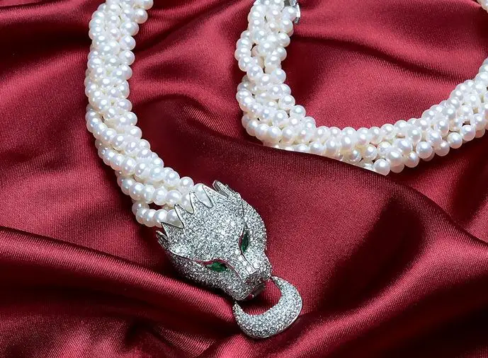 Top Quality Wedding Pearl Necklace Real FreshWater Pearl Jewelry Multilayer 3-4mm Twist Chckers Necklace Charming Women Gift