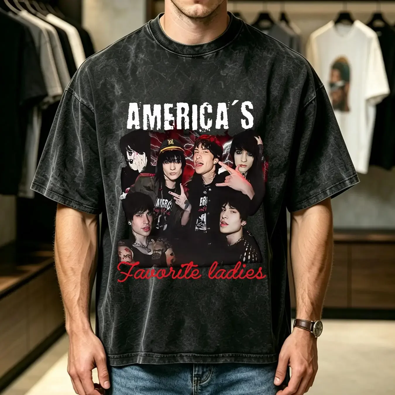 washed T Shirt The Tinas Jake Webber Johnnie GuilberT Cotton long or short sleeves vintage Washed Stretched Breathable homme