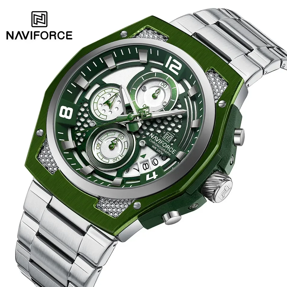 NAVIFORCE 2024 Men's Watches Classics Three Small Dials Original Quartz Watch for Man Waterproof Stainless Steel Luminous Clock