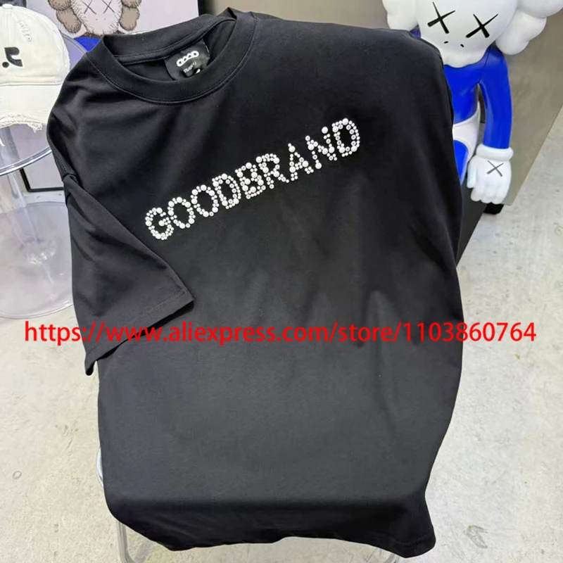 

Summer Trends GOODBRAND Short Sleeve Tee Retro Casual Pearl Logo Round Collar Loose GOOD T-shirt Tops