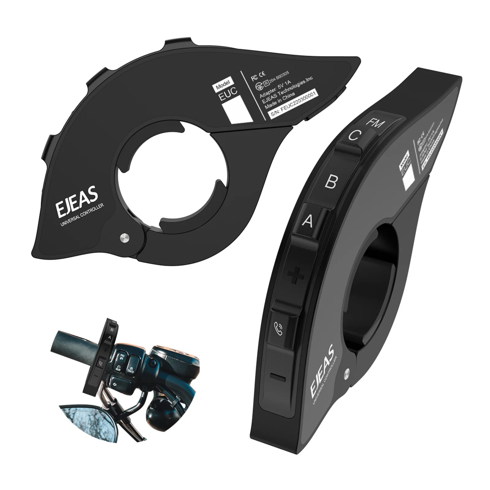 Motorcycle Helmet Bluetooth Intercom Universal EUC Remote Control Handle Fixed on The Handlebar Remote Control Intercom