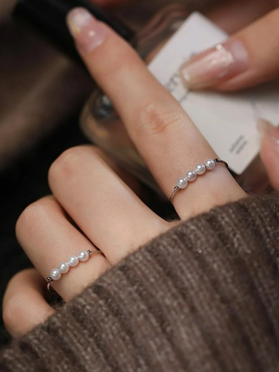 

Серебряное кольцо Sweet Pearl S925 для женщин, в стиле ретро, модное, в корейском стиле, открытое, на указательный палец, в стиле хип-хоп