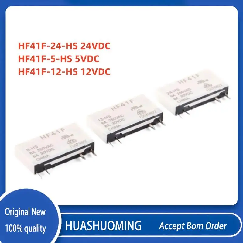 10Pcs/LOT New   6A 5VDC 12VDC 24VDC 4PINS HF41F 5-HS 12-HS 24-HS HF41F-5-HS HF41F-12-HS HF41F-24-HS