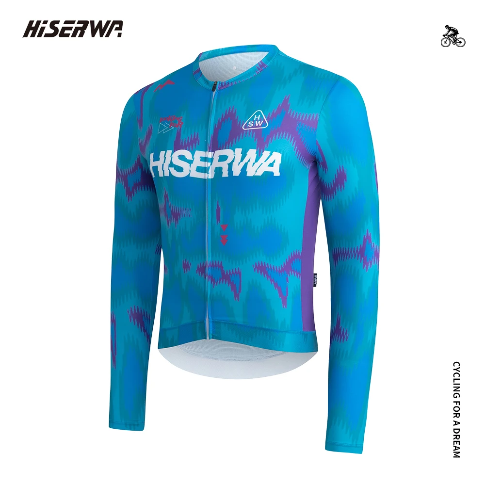 

HISERWA Summer Cycling Jersey Long Sleeve High Quality Men Bicycle Jersey Breathable Quickly Dry Cycling Clothing MTB Bike Shirs