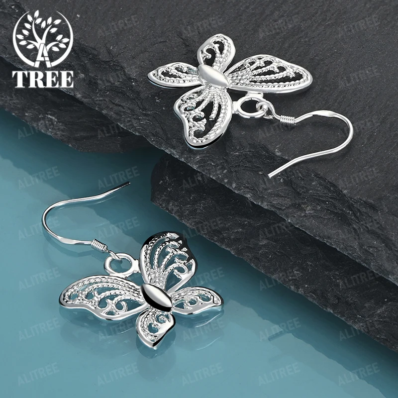 Classic 925 Sterling Silver Butterfly Star Water Drop Round Drop Earrings Girls Birthday Party Sweet Cute Jewelry Accessories