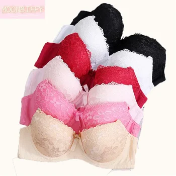 더블 푸시 업 브래지어 큰 크기 작은 가슴 학생 레이스 브래지어 여름 얇은 컵 마사지 컵 섹시한 브래지어 여성용 34-40 A B