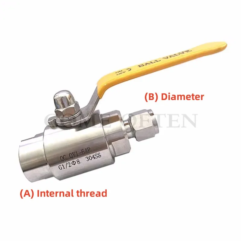 304 Stainless Steel QGQY1-64P High Pressure Internal Thread Ferrule  Air Source Ball Valve Instrument Valve Pneumatic Line