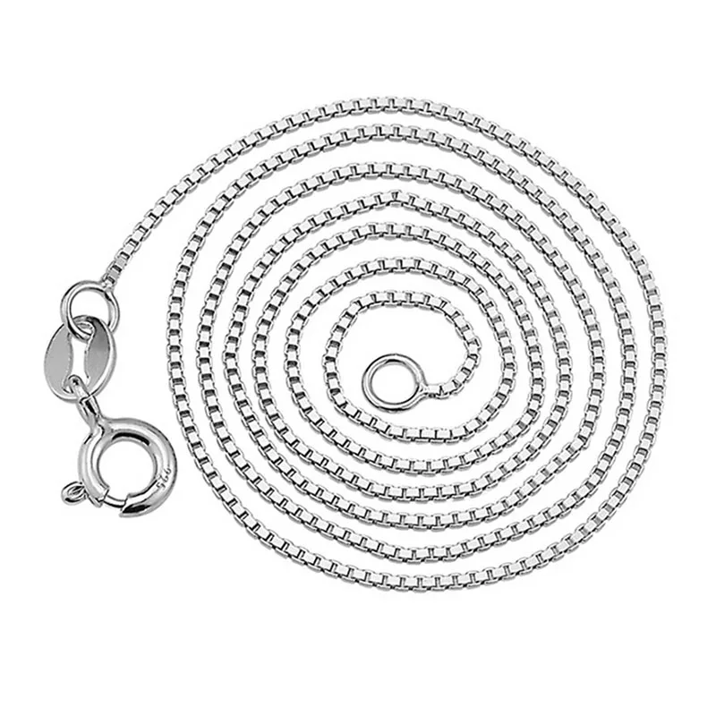Sinya 100% Pure Solid Real 925 Sterling Silver Box Chain Necklace Length 16inch or 18inch option without Plated
