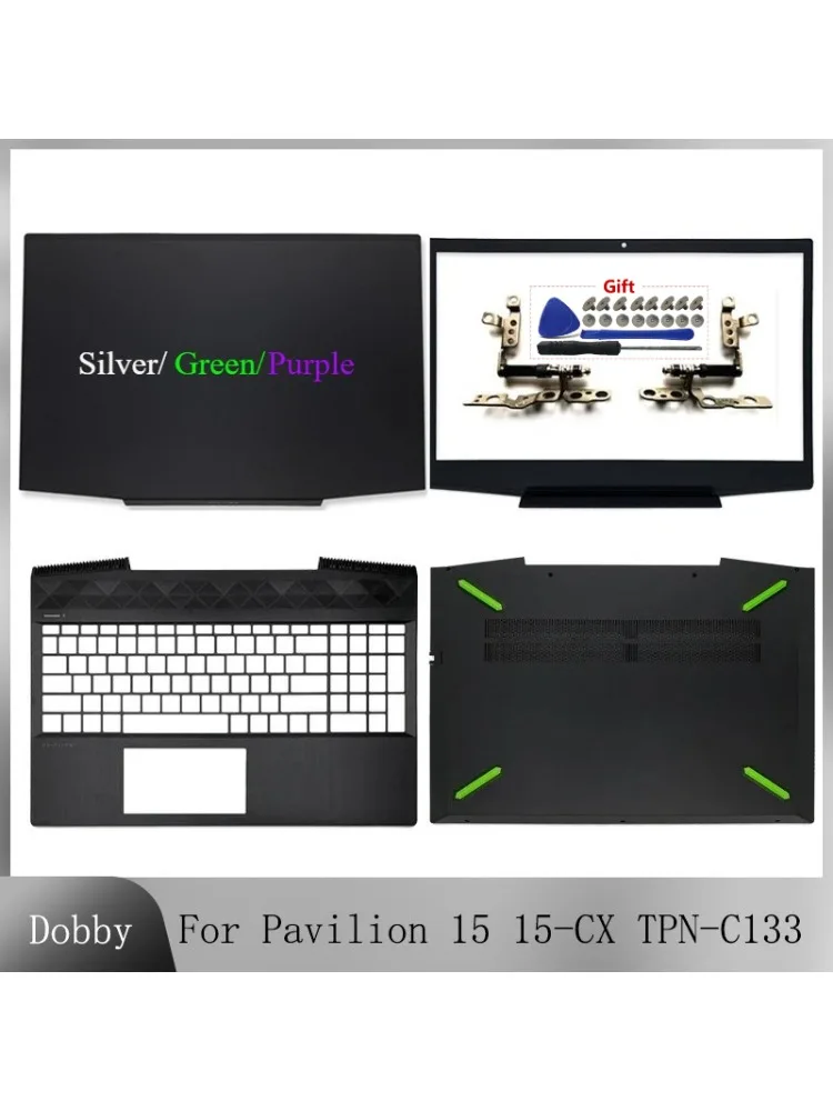 Nowy Obudowa Górna Laptopa Pavilion 15 15-CX CX0001la TPN-C133, Pokrywa Matrycy LCD, Ramka Przednia, Zawiasy, Podpórka Pod Nadgarstki, Dolna Obudowa, Zielony — zdjęcie produktu 7