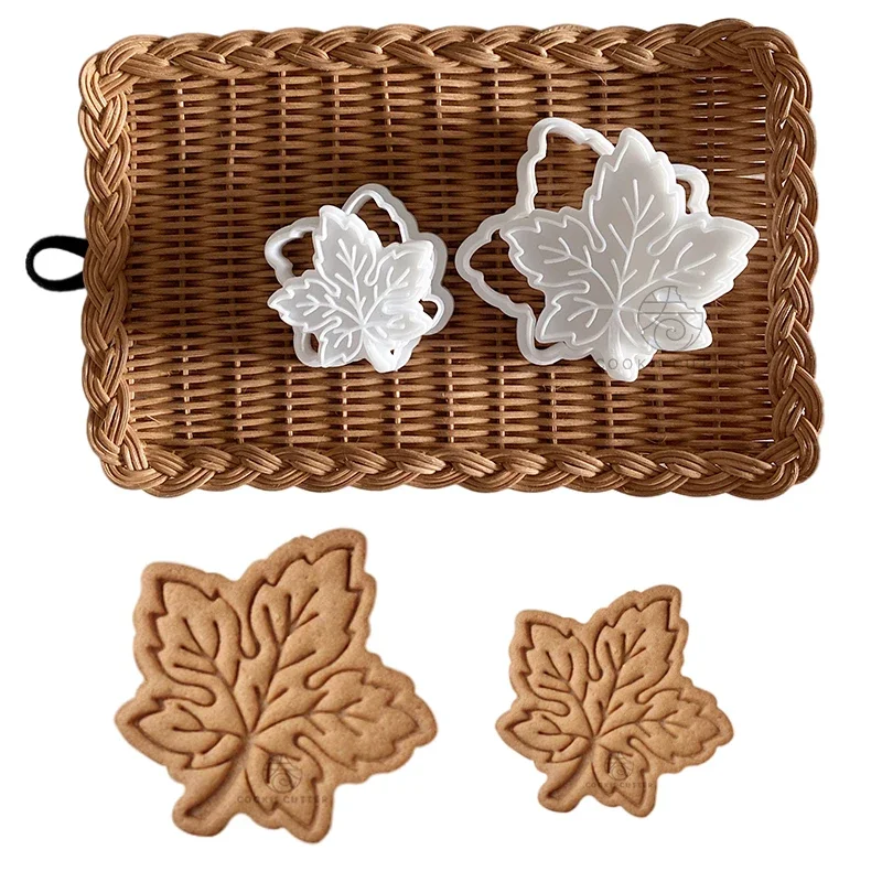 2 Sizes Maple Leaf Cookie Cutters Eco-friendly PLA Plastic Baking Mould Fondant Pastry Cake Decor Tools DIY 3D Biscuit Mold 1Pcs