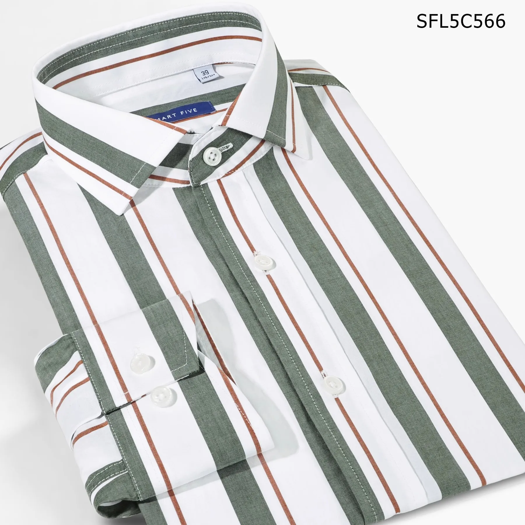 Smart Five Big Striped Mens Shirts Slim Fit Long Sleeve Dress Shirts Men Small Square Collar Formal Office Clothing Size 45 46