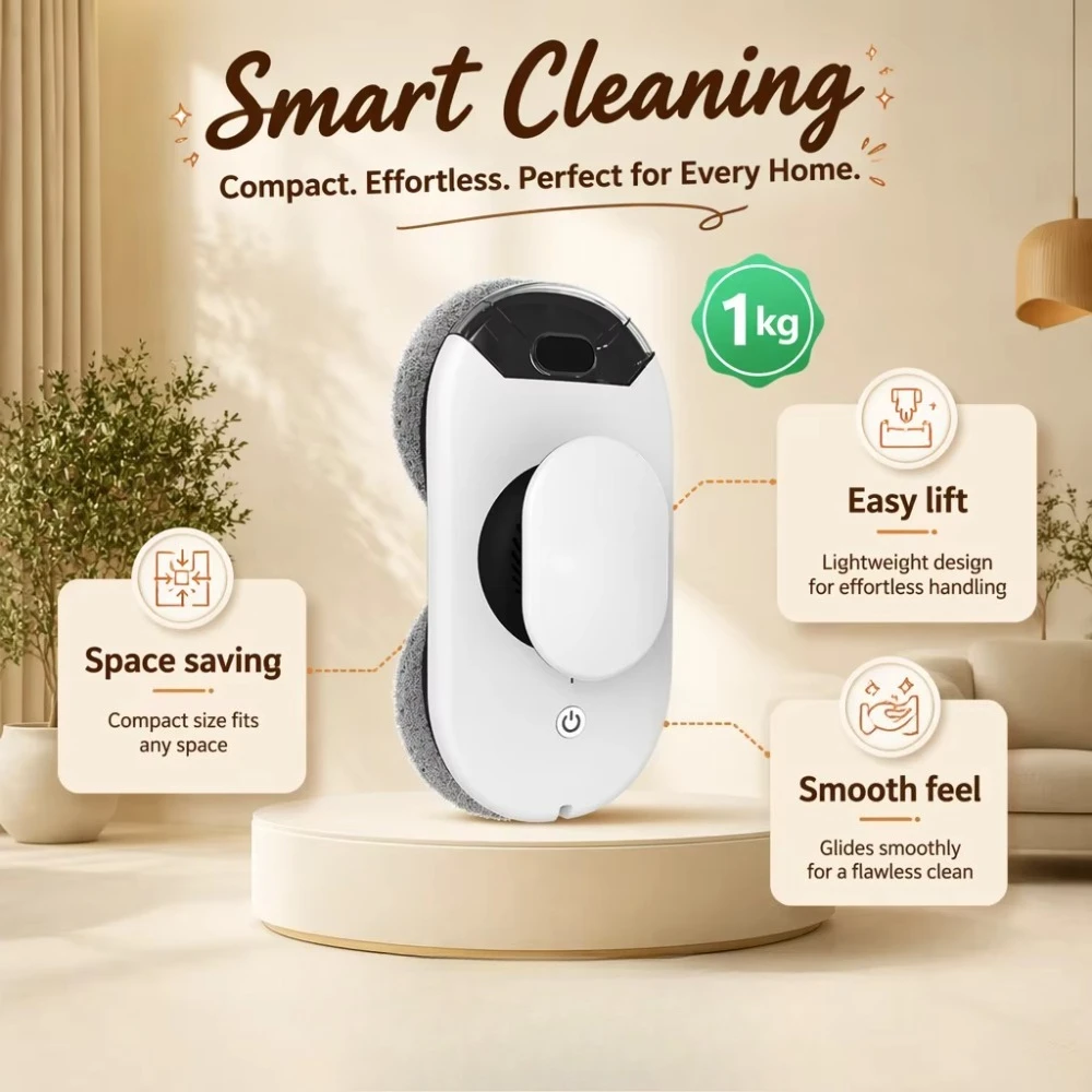 Robot Window Cleaner Automatic Edge Detection Streak-Free Portable Glass Cleaning Electric Window Cleaner 3 Modes