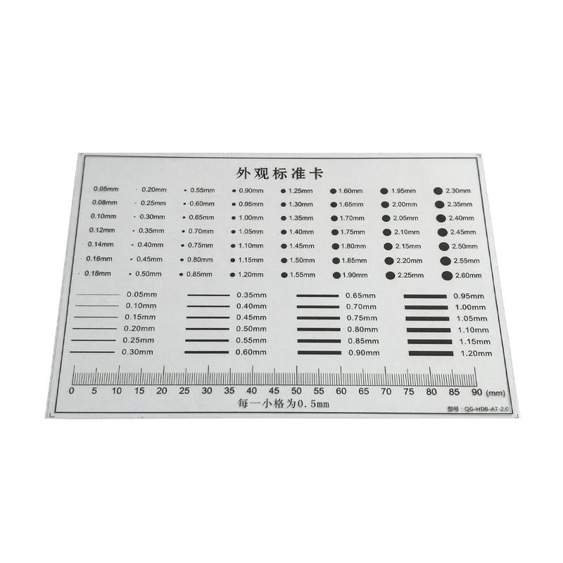 Medidor de ponto de cartão padrão de aparência, filme transparente, cartão de comparação de manchas, rachadura, contraste, régua pet, escalas, linha de pontos