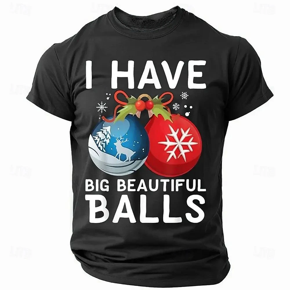 Christmas Style Men's T Shirts Funny 3D Santa Claus Pattern Tees Cartoon Snowman Print Short Sleeve Fashion New Year Loose Tops