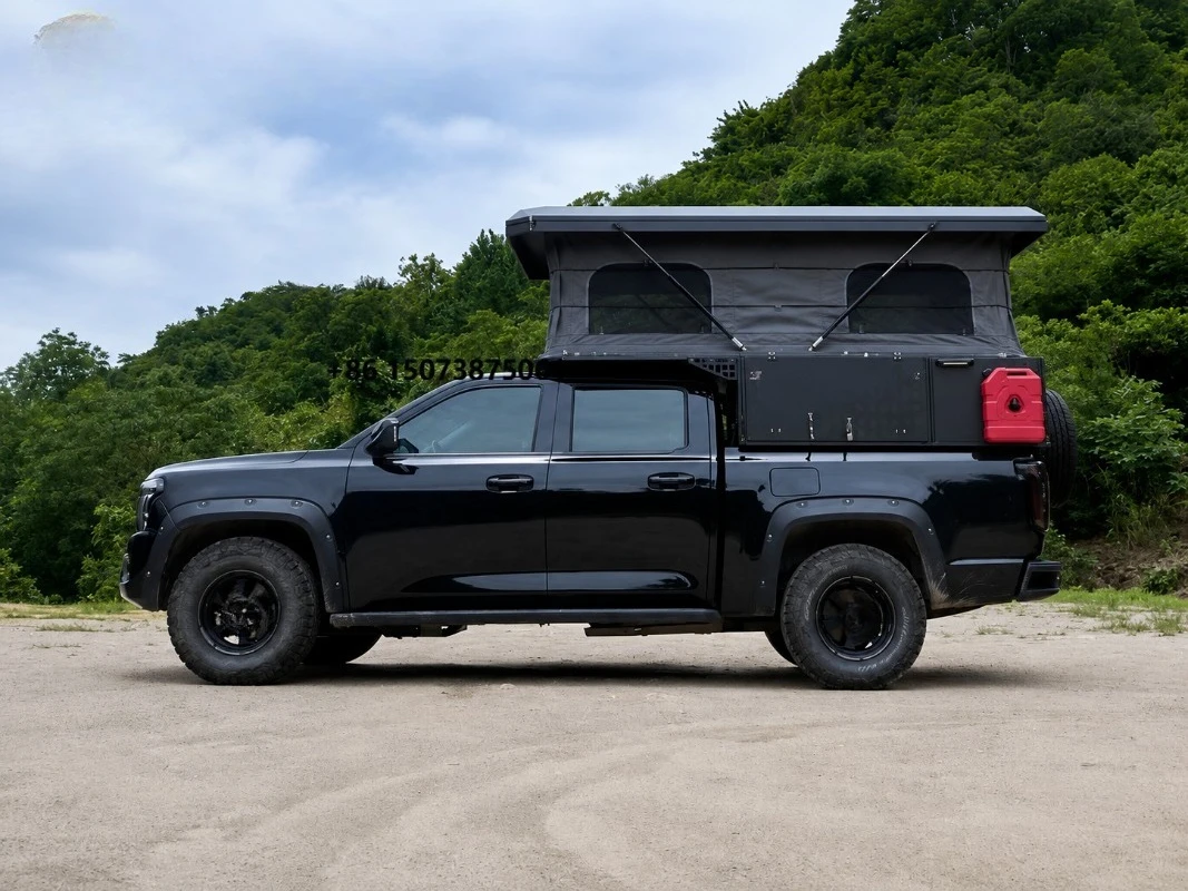 Foldable Soft Shell Roof Top Tent for Pickup Truck Side Pull Out Awning Aluminum Bed Rack Waterproof Car Canopy Tent