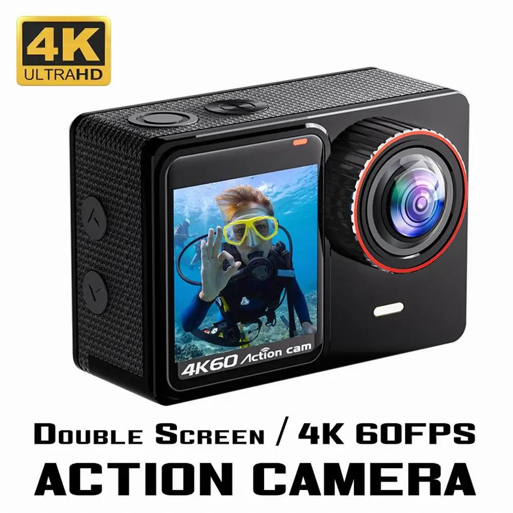 

4K HD Dual Screen Waterproof Sports Camera 170 Super Wide-Angle Lens for Outdoor Running Cycling Fishing DV Recorder