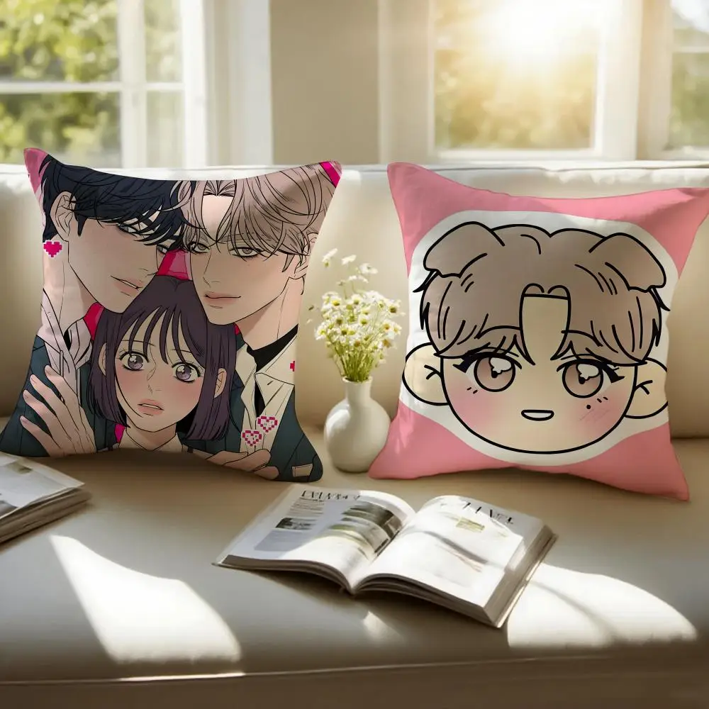 Romantic Drama O-Operation True Love Cushion Cover Pillowcase Anti-dustmite Invisible Zipper Short Plush Sofa Cushion