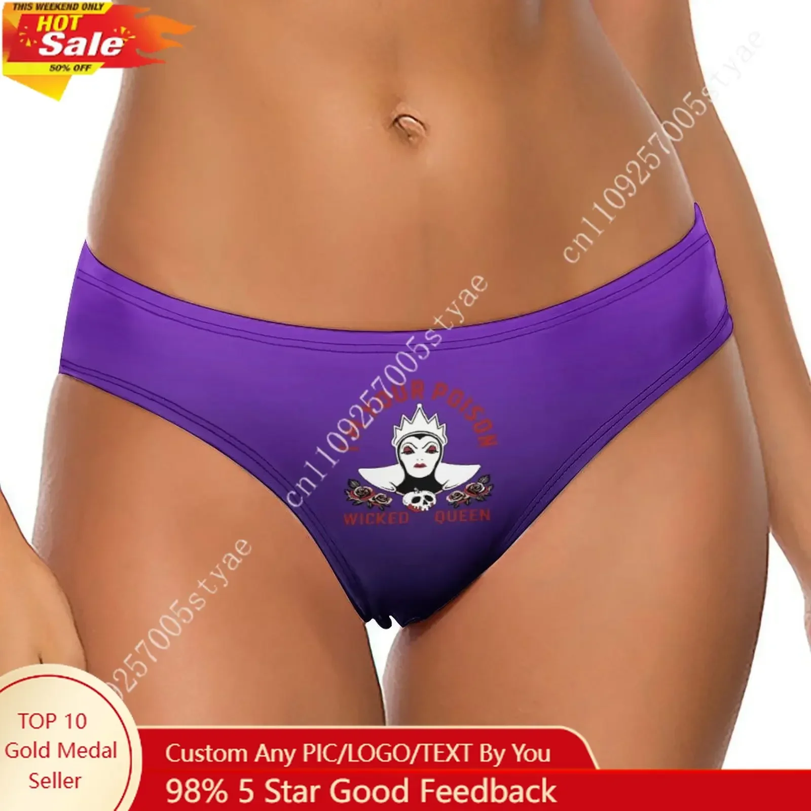 

The Evil Queen Underpants Disney Cartoon Custom Soft Women Underwear Pure Cotton Comfy Briefs Design Your Photo Text Logo Thong