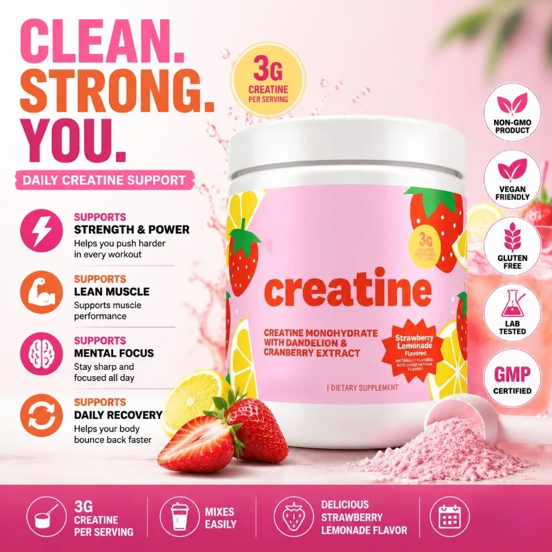 Women Creatine Powder 275g with 3000mg Creatine Monohydrate & Dandelion,Cranberry Extract Support Energy Recovery After Exercise