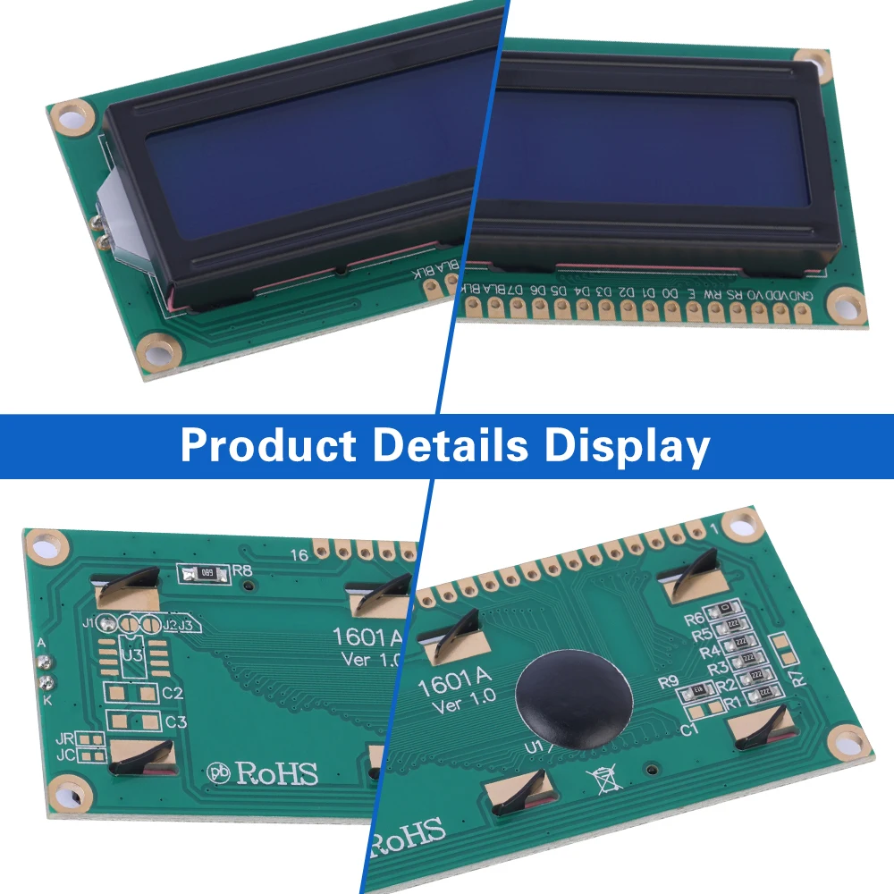 Blauer Film weiße Buchstaben 1601a Zeichen Punkt matrix Bildschirm 01x16 LCD 16*1 1601 16x1 Controller st7066 Support Schema Entwicklung