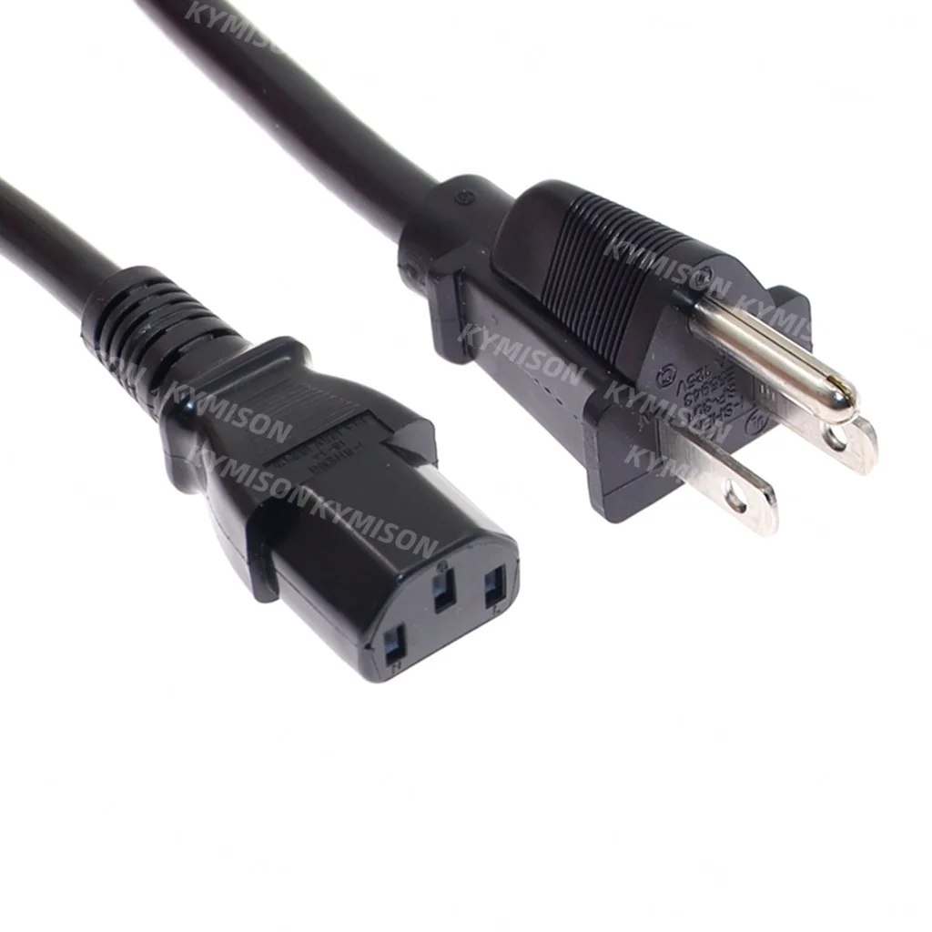 Power Supply Replacement 3 Prong 5-15P to IEC 60320 C13 Extension Cable,16AWG/14AWG AC Power Cord for Personal Computer