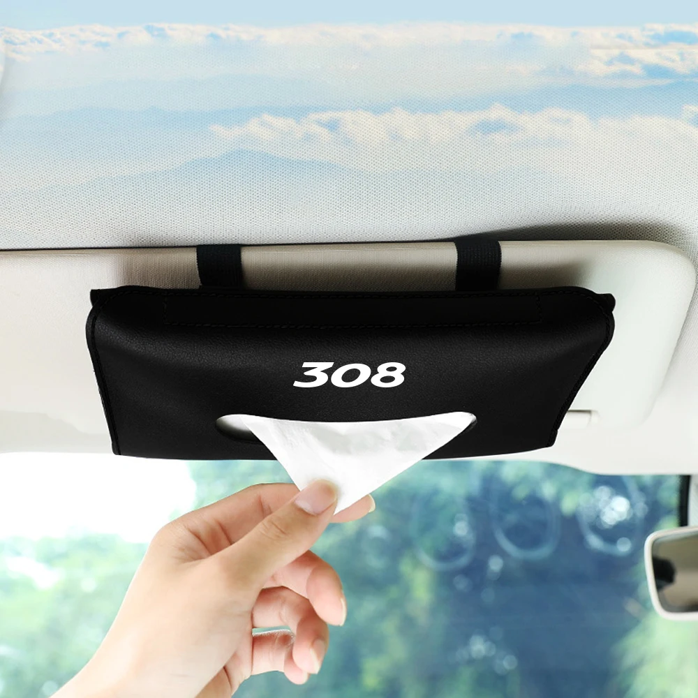 For Peugeot 308 sw 308 t9 II mk2 2012 2013 2014 2015 2016 2017 2018 2019 Car Visor Tissue Bag Auto Interior Decor Accessories