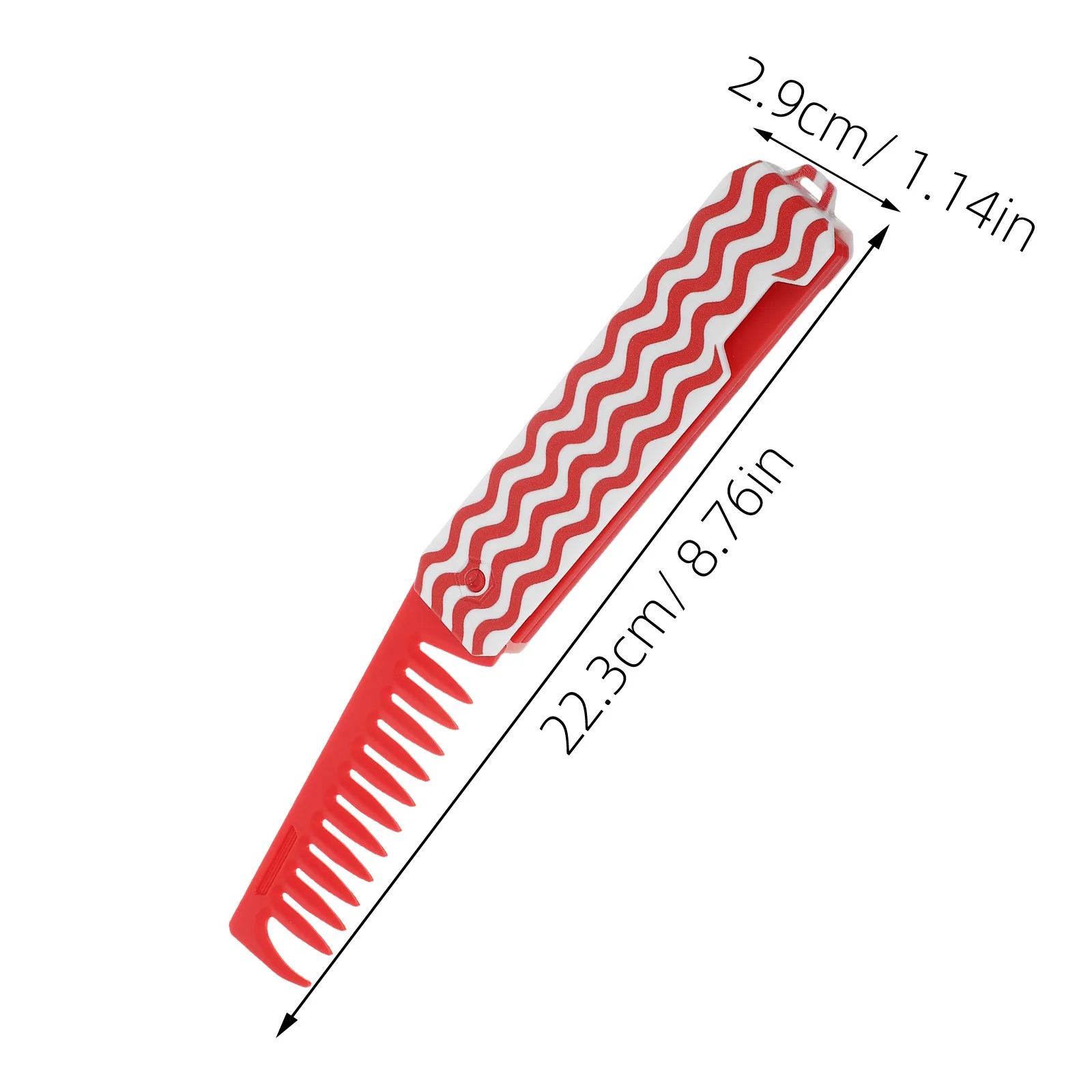 مشط شعر مدمج محمول قابل للطي ذو أسنان واسعة للسفر، أداة تصفيف شعر صغيرة مضادة للكهرباء الساكنة، تصفيف الجذر، أحمر #3