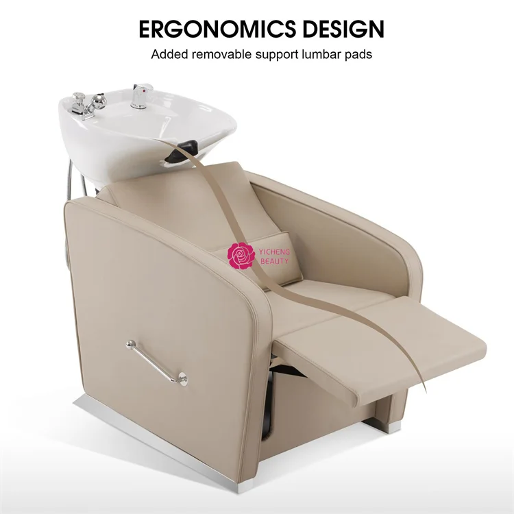 Yicheng Beauty Barbar Chair Hair Washing Station Shampoo Chair with Ceramic Shampoo Bowl in High Quality