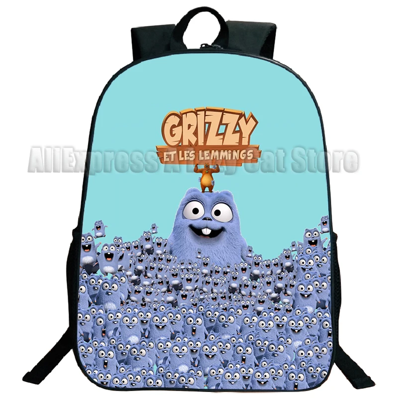 Sac à dos de voyage Grizzy et les Lemmings pour garçons et filles, cartable d'école pour ordinateur, sac à dos étudiant Anime Cartoon