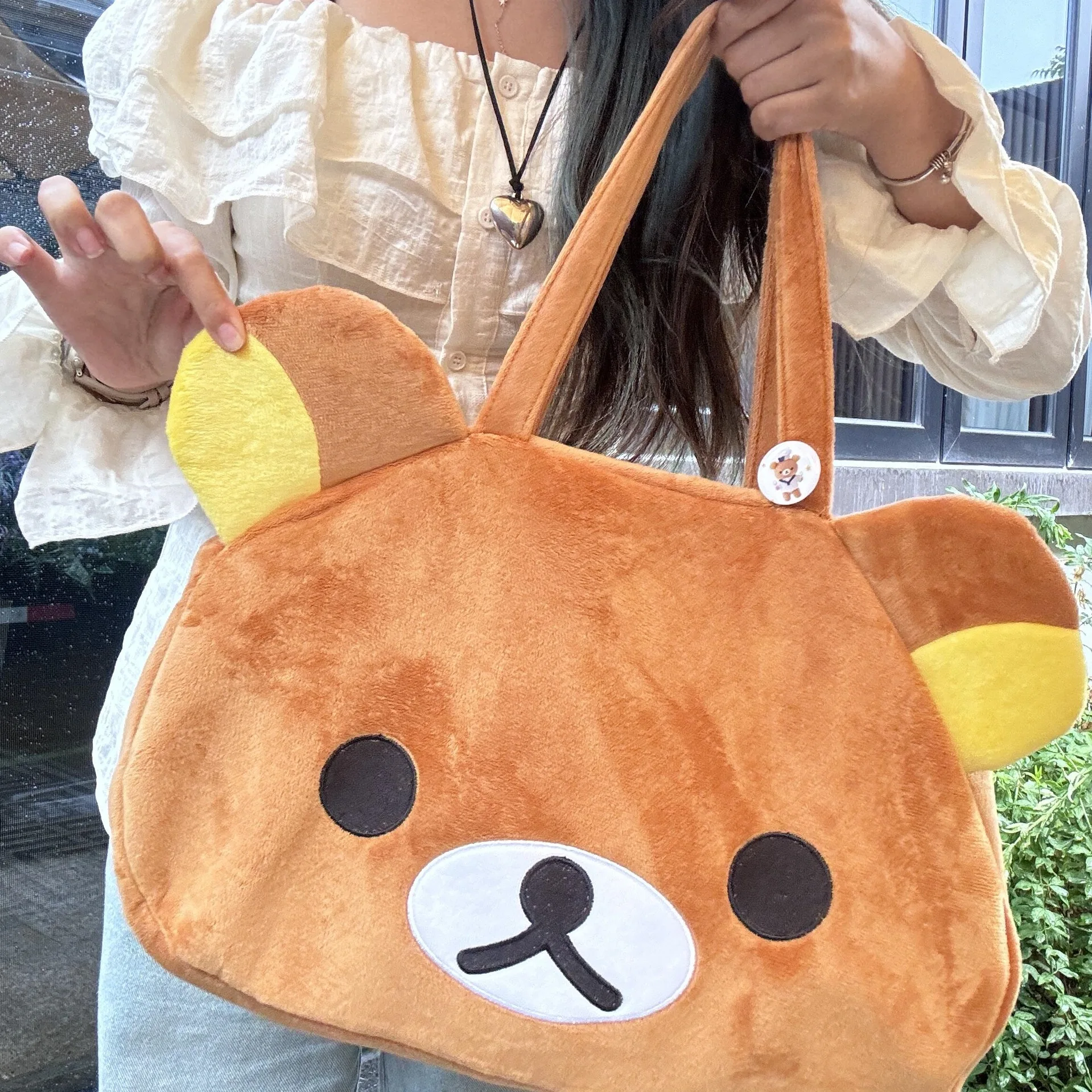 

kawaii Rilakkuma Travel Bag Handheld Shoulder Bag Cute Cartoon Large Capacity Student Storage Cartoon Tote Bag Girls Gifts Toys