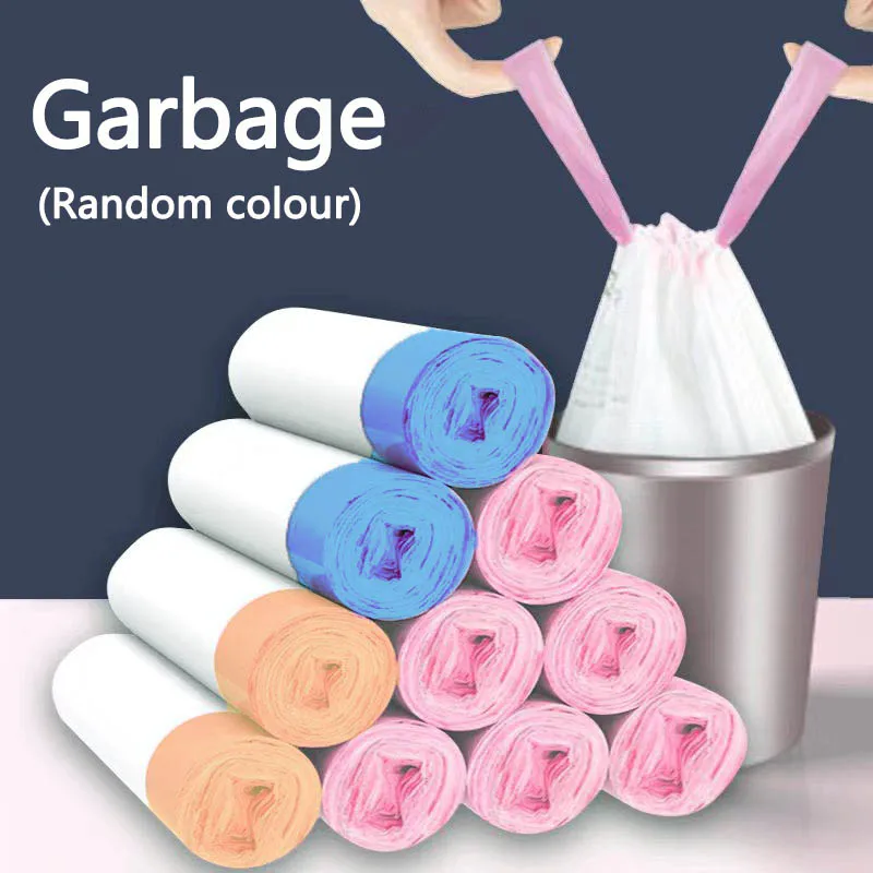 

8 Rolls Drawstring Trash Bags Kitchen Trash Can Thicken Large Capacity Garbage Bag Home Disposable Garbage Sorting Trash Pouch