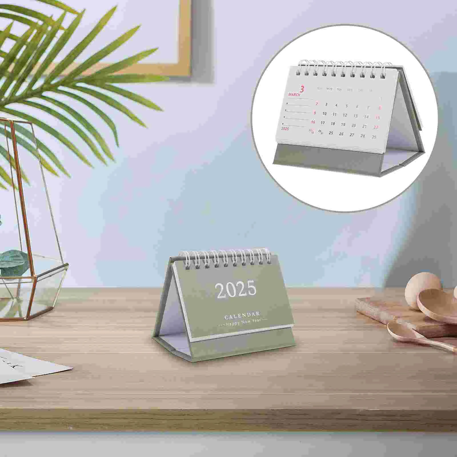 Flip Calendar Desk 2025 Whiteboard Office Accessories Supplies Green Paper Household