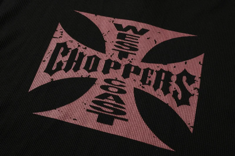 2025 West Coast Chopper Waffle Logo Print Long Sleeve T-shirt American High Street Loose Oversized Vintage Men Cotton T shirt - view 2