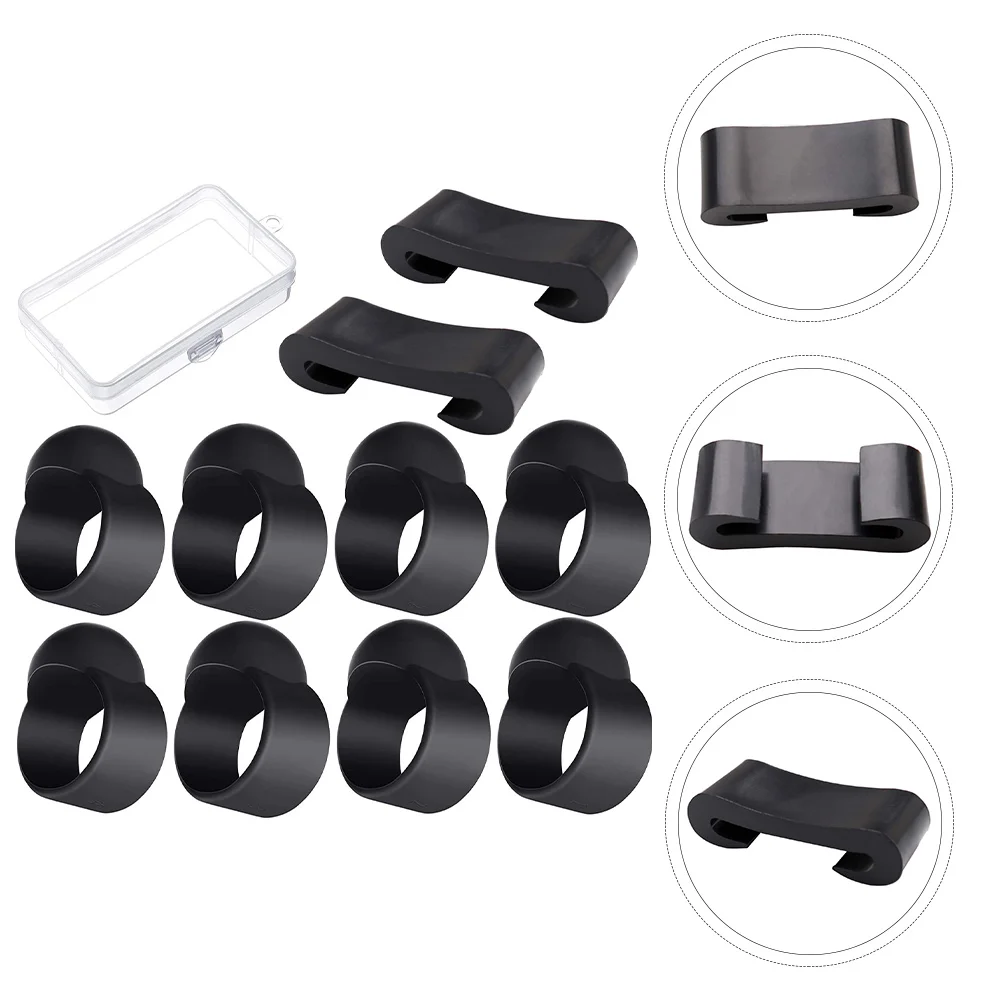 

10 Pcs Mallet Bracket Ethereal Drum Accessories Finger Pick Kit Steel Tongue Black Plastic